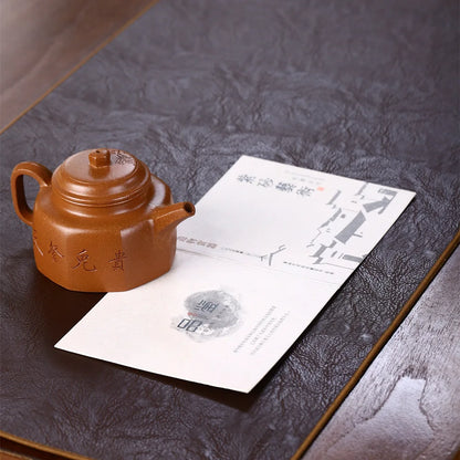 200cc Yixing genuine purple clay pot，Handmade Zhuni Dahongpao dezhong Auspicious Pot Chinese Kung Fu Tea Set Gold Award Pot