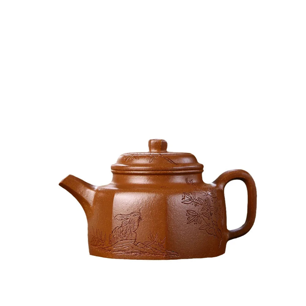 200cc Yixing genuine purple clay pot，Handmade Zhuni Dahongpao dezhong Auspicious Pot Chinese Kung Fu Tea Set Gold Award Pot