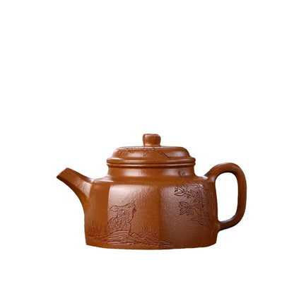 200cc Yixing genuine purple clay pot，Handmade Zhuni Dahongpao dezhong Auspicious Pot Chinese Kung Fu Tea Set Gold Award Pot