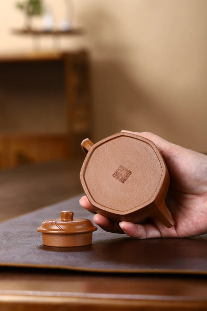 200cc Yixing genuine purple clay pot，Handmade Zhuni Dahongpao dezhong Auspicious Pot Chinese Kung Fu Tea Set Gold Award Pot