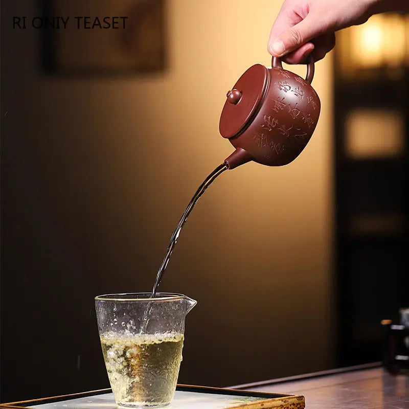 200ml Authentic Chinese Yixing Purple Clay Teapots Famous Handmade Tea Pot Raw Ore Purple Zhu Mud Beauty Kettle Zisha Tea Set