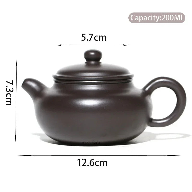 200ml Authentic Yixing Purple Clay Teapot Famous Artists Handmade Antique Tea Pot Raw Ore Black Mud Kettle Chinese Zisha Tea Set