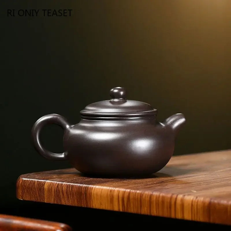 200ml Authentic Yixing Purple Clay Teapot Famous Artists Handmade Antique Tea Pot Raw Ore Black Mud Kettle Chinese Zisha Tea Set
