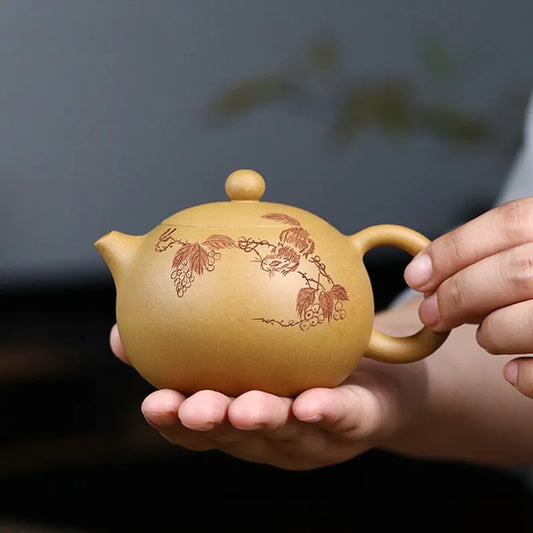 200ml Authentic Yixing Purple Clay Teapot Xishi Filter Beauty Tea Pot Raw Ore Section Mud Handmade Kettle Customized Tea Set