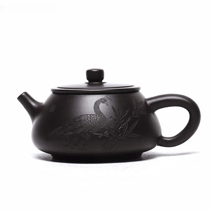 200ml Black Mud Stone Scoop Teapot Yixing Purple Clay Tea Pot Handmade Filter Beauty Kettle Chinese Zisha Tea Set Custom Gifts