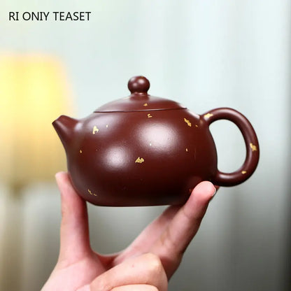 200ml Chinese Yixing Authentic Purple Clay Teapots Famous Handmade Xishi Tea Pot Raw Ore Purple Zhu Mud Kettle Zisha Tea Set
