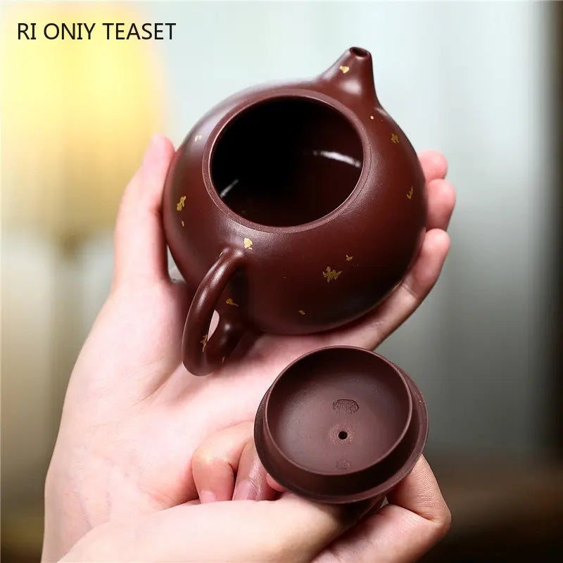 200ml Chinese Yixing Authentic Purple Clay Teapots Famous Handmade Xishi Tea Pot Raw Ore Purple Zhu Mud Kettle Zisha Tea Set