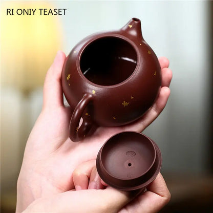 200ml Chinese Yixing Authentic Purple Clay Teapots Famous Handmade Xishi Tea Pot Raw Ore Purple Zhu Mud Kettle Zisha Tea Set