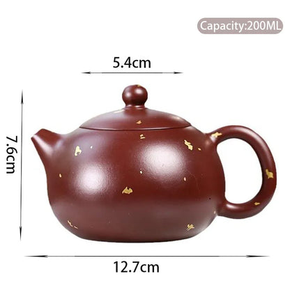 200ml Chinese Yixing Authentic Purple Clay Teapots Famous Handmade Xishi Tea Pot Raw Ore Purple Zhu Mud Kettle Zisha Tea Set