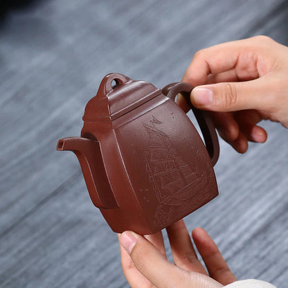 200ml Chinese Yixing High-end Handmade Purple Clay Teapots Famous Hand-carved Tea Pot Kettle Zisha Tea Set Collection Gifts
