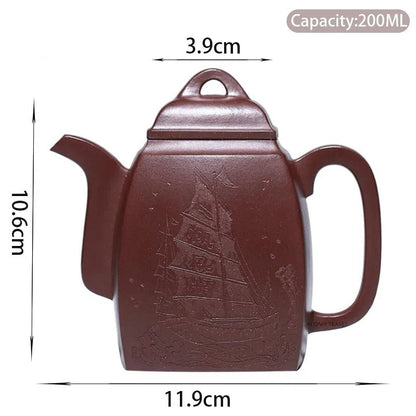200ml Chinese Yixing High-end Handmade Purple Clay Teapots Famous Hand-carved Tea Pot Kettle Zisha Tea Set Collection Gifts