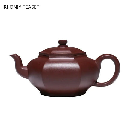 200ml Chinese Yixing High-end Purple Clay Teapots Handmade Hexagonal Shape Tea Pot Raw Ore Purple Mud Kettle Zisha Tea Set