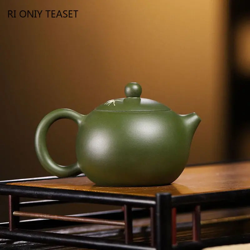 200ml Chinese Yixing Purple Clay Teapot Handmade Flower Pattern Xishi Tea Pot Raw Ore Beauty Kettle Famous Artists Zisha Tea Set