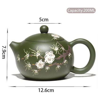 200ml Chinese Yixing Purple Clay Teapot Handmade Flower Pattern Xishi Tea Pot Raw Ore Beauty Kettle Famous Artists Zisha Tea Set