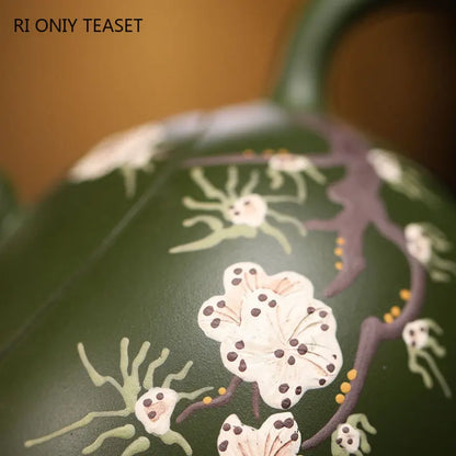 200ml Chinese Yixing Purple Clay Teapot Handmade Flower Pattern Xishi Tea Pot Raw Ore Beauty Kettle Famous Artists Zisha Tea Set
