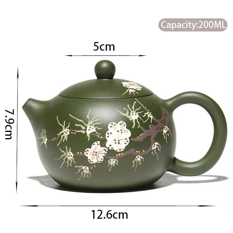 200ml Chinese Yixing Purple Clay Teapot Handmade Flower Pattern Xishi Tea Pot Raw Ore Beauty Kettle Famous Artists Zisha Tea Set