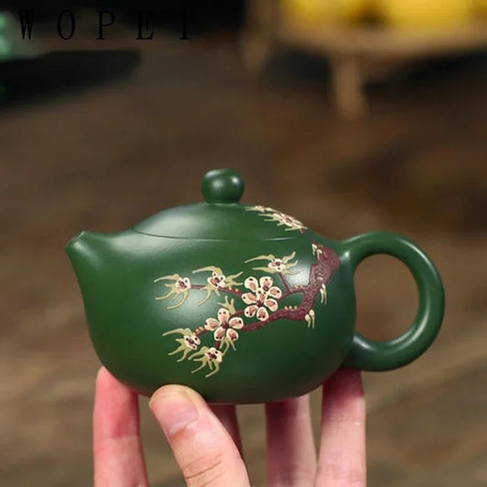 200ml Chinese Yixing Purple Clay Teapot Handmade Plum Bossom Xishi Tea Pot Ball Hole Filter Beauty Kettle Boutique Zisha Tea Set