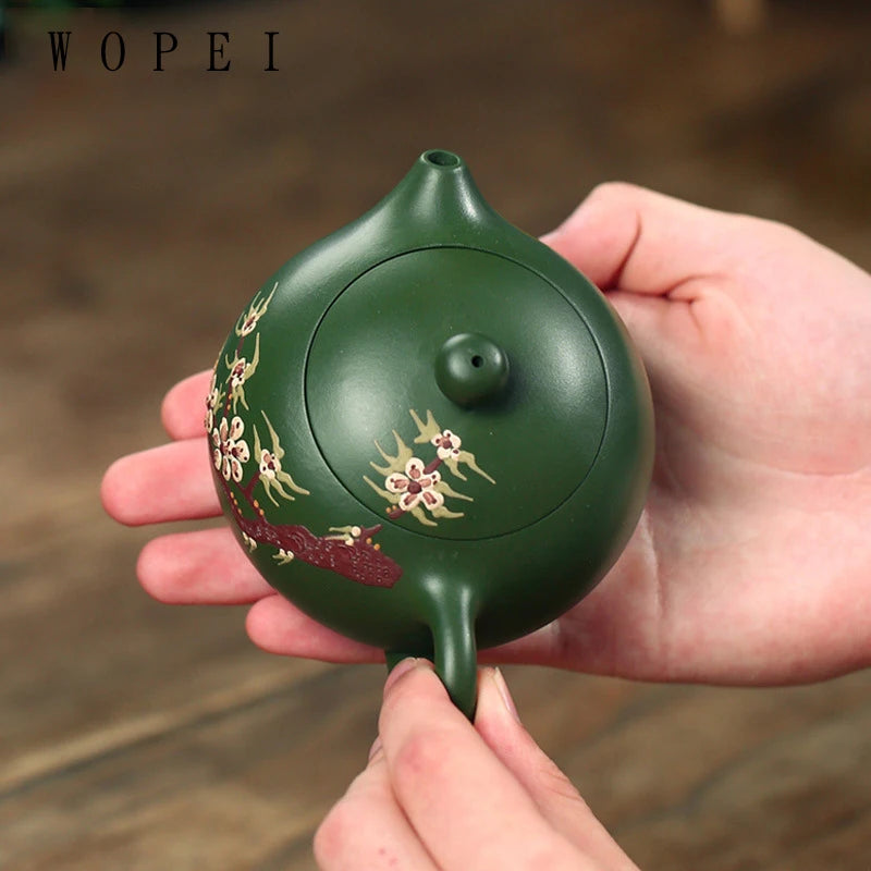 200ml Chinese Yixing Purple Clay Teapot Handmade Plum Bossom Xishi Tea Pot Ball Hole Filter Beauty Kettle Boutique Zisha Tea Set
