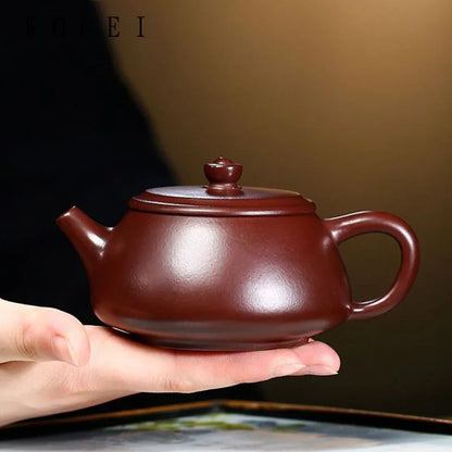 200ml Chinese Yixing Purple Clay Teapot Handmade Stone Scoop Tea Pot Raw Ore Purple Vermilion Mud Kettle Authentic Zisha Tea Set