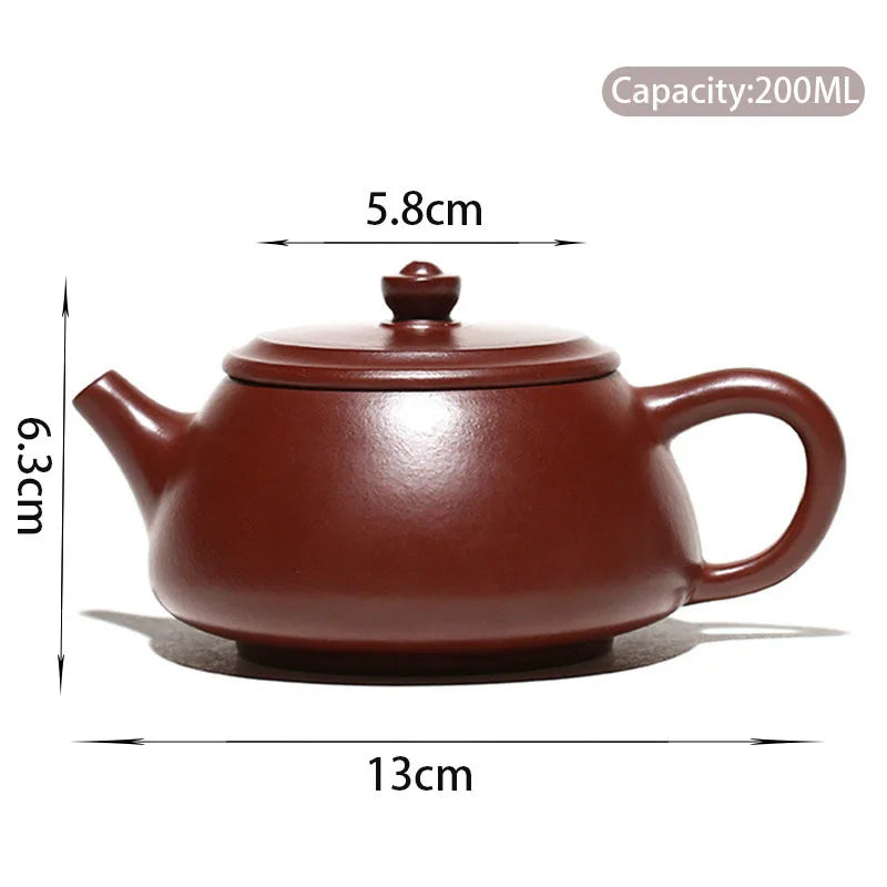200ml Chinese Yixing Purple Clay Teapot Handmade Stone Scoop Tea Pot Raw Ore Purple Vermilion Mud Kettle Authentic Zisha Tea Set