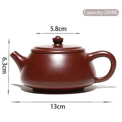 200ml Chinese Yixing Purple Clay Teapot Handmade Stone Scoop Tea Pot Raw Ore Purple Vermilion Mud Kettle Authentic Zisha Tea Set