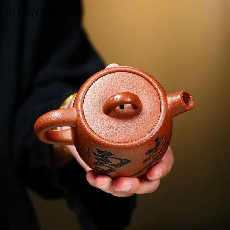 200ml Chinese Yixing Purple Clay Teapots Beauty Kettle Famous Artists Handmade Raw Ore Zhu Mud Tea Pot Zisha Tea Set Teaware
