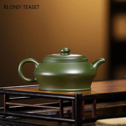 200ml Chinese Yixing Purple Clay Teapots Famous Artists Handmade Flower Pattern Tea Pot Raw Ore Green Mud Kettle Zisha Tea Set