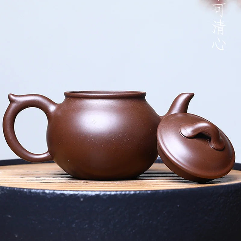 200ml Chinese Yixing Purple Clay Teapots Famous Artists Handmade Tea Pot Raw Ore Purple Mud Beauty Kettle High-end Zisha Tea Set