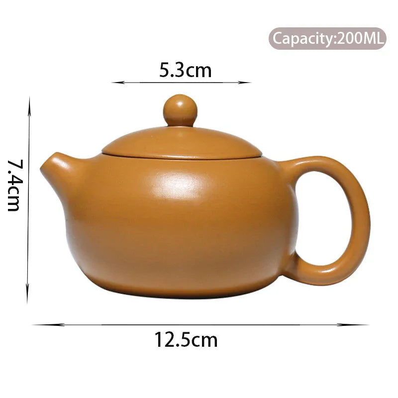 200ml Chinese Yixing Purple Clay Teapots Famous Artists Handmade Xi Shi Tea Pot Raw Ore Gold Zhu Mud Kettle Zisha Tea Set Gifts