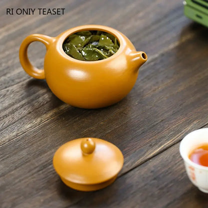 200ml Chinese Yixing Purple Clay Teapots Famous Artists Handmade Xi Shi Tea Pot Raw Ore Gold Zhu Mud Kettle Zisha Tea Set Gifts