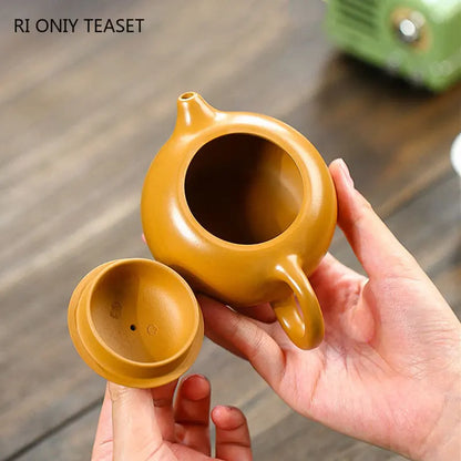 200ml Chinese Yixing Purple Clay Teapots Famous Artists Handmade Xi Shi Tea Pot Raw Ore Gold Zhu Mud Kettle Zisha Tea Set Gifts