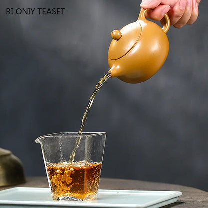 200ml Chinese Yixing Purple Clay Teapots Famous Artists Handmade Xi Shi Tea Pot Raw Ore Gold Zhu Mud Kettle Zisha Tea Set Gifts