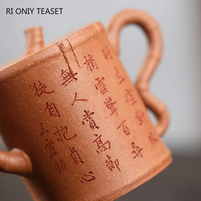 200ml Chinese Yixing Purple Clay Teapots Famous Handmade Bamboo Joint Shape Tea Pot Raw Ore Beauty Kettle High-end Zisha Tea Set