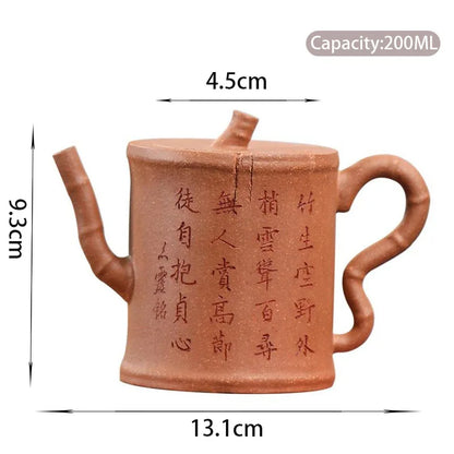 200ml Chinese Yixing Purple Clay Teapots Famous Handmade Bamboo Joint Shape Tea Pot Raw Ore Beauty Kettle High-end Zisha Tea Set