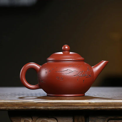 200ml Chinese Yixing Purple Clay Teapots Raw Ore Dahongpao Handmade Tea Pot Home Zisha Filter Beauty Kettle Tea Set Gifts