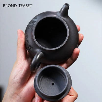 200ml Chinese Yixing Raw Ore Purple Clay Teapots Famous Artists Handmade Tea Pot Kettle Authentic Zisha Tea Set Teaware