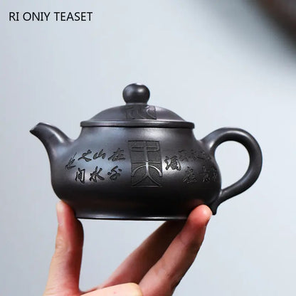 200ml Chinese Yixing Raw Ore Purple Clay Teapots Famous Artists Handmade Tea Pot Kettle Authentic Zisha Tea Set Teaware