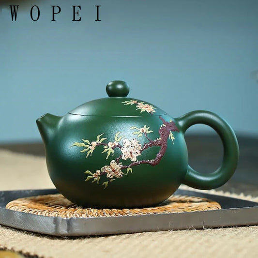 200ml High-end Yixing Purple Clay Teapots Handmade Plum Bossom Xishi Tea Pot Ball Hole Filter Kettle Chinese Zisha Tea Set Gifts