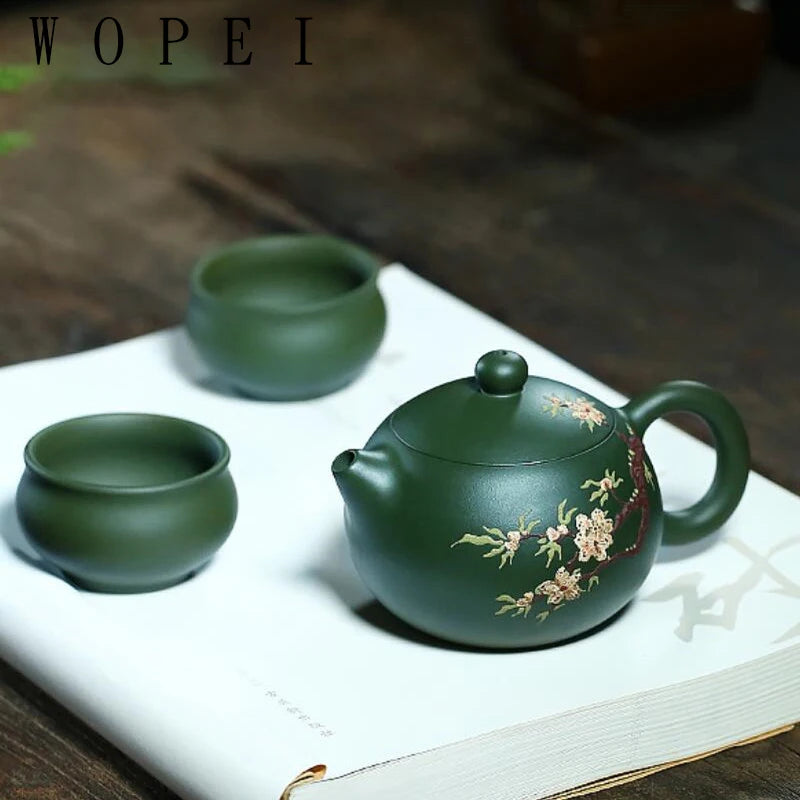 200ml High-end Yixing Purple Clay Teapots Handmade Plum Bossom Xishi Tea Pot Ball Hole Filter Kettle Chinese Zisha Tea Set Gifts