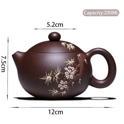 200ml High-end Yixing Purple Clay Teapots Handmade Plum Bossom Xishi Tea Pot Ball Hole Filter Kettle Chinese Zisha Tea Set Gifts
