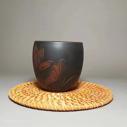 200ml Jianshui Clay Pure Handmade Lotus Seeds Full Carving Teacup(Not Yixing Zisha) Kung Fu Tea Set Drinkware Tea Ceremony