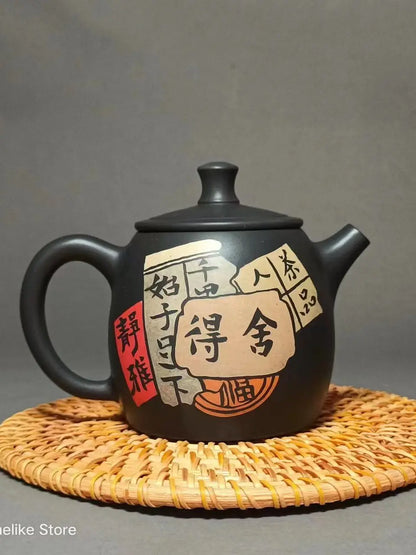 200ml Jianshui Purple Clay Pure Handmade Color filling Tea Pot(Not Yixing Zisha) Kung Fu Tea Set Drinkware Tea Ceremony