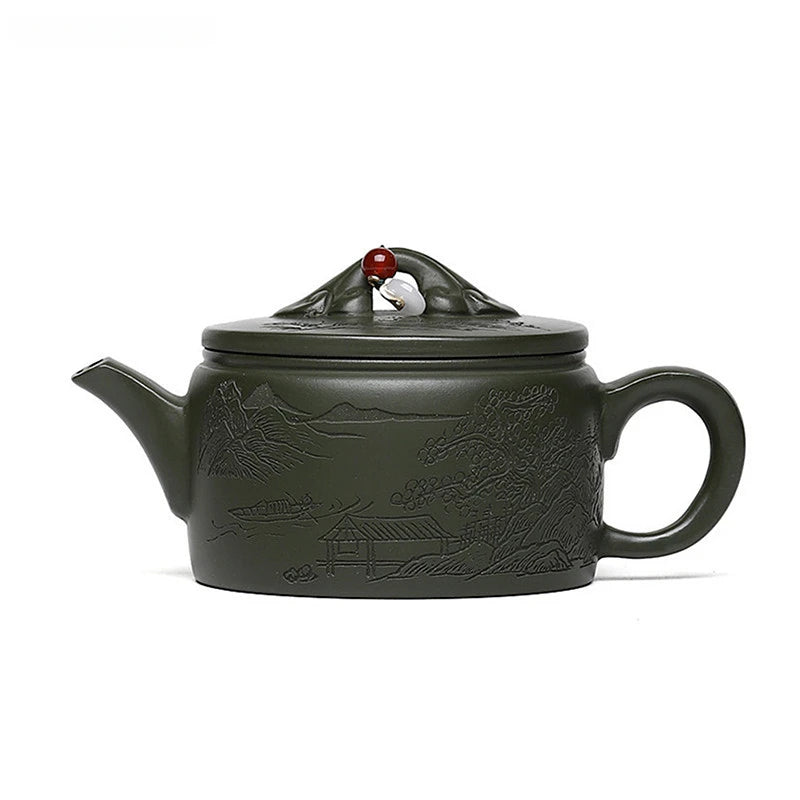 200ml Tradition Green Mud Teapot Yixing Purple Clay Tea Pot Handmade Filter Beauty Kettle Chinese Zisha Tea Set Custom Gifts