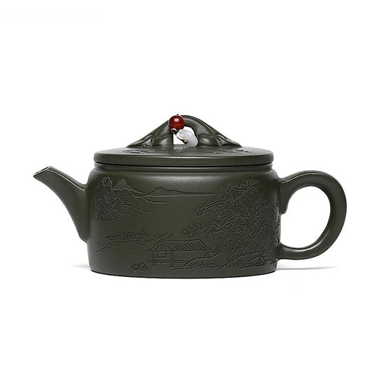 200ml Tradition Green Mud Teapot Yixing Purple Clay Tea Pot Handmade Filter Beauty Kettle Chinese Zisha Tea Set Custom Gifts