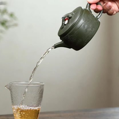 200ml Tradition Green Mud Teapot Yixing Purple Clay Tea Pot Handmade Filter Beauty Kettle Chinese Zisha Tea Set Custom Gifts