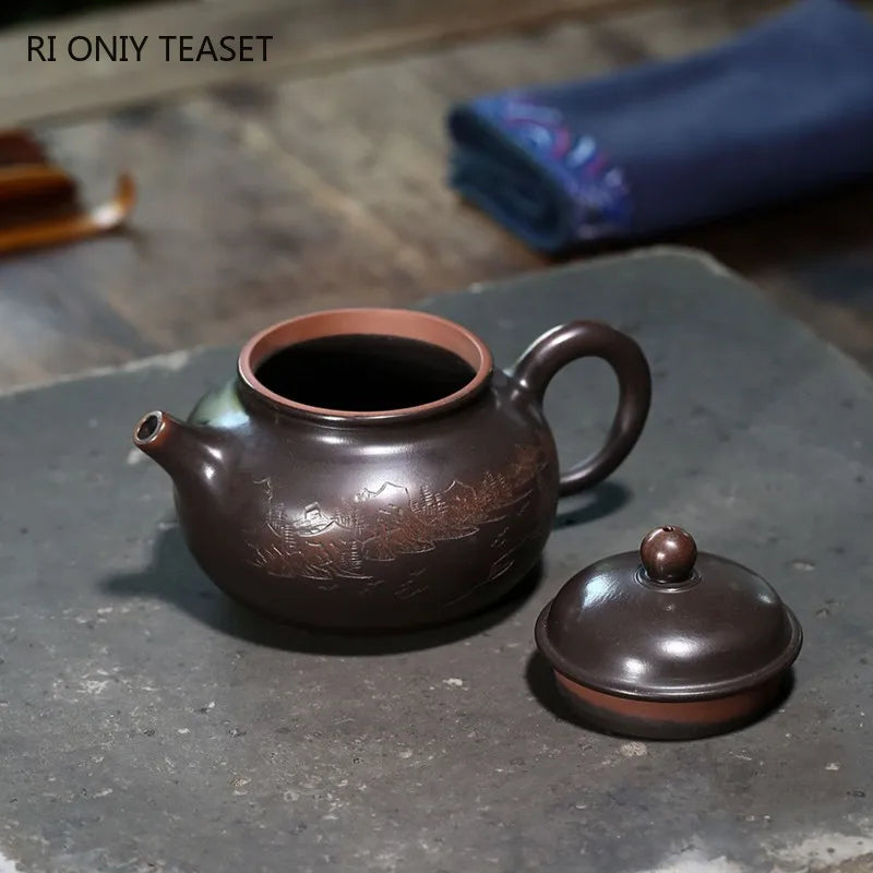 200ml Tradition Yixing Purple Clay Teapots Raw Ore Handmade Tea Pot Home Beauty Kettle Chinese Zisha Tea Set Customized Gifts