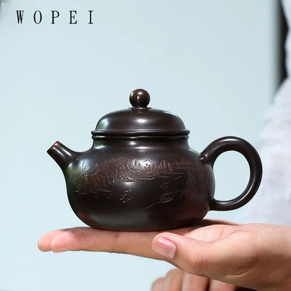 200ml Tradition Yixing Purple Clay Teapots Raw Ore Handmade Tea Pot Home Beauty Kettle Chinese Zisha Tea Set Customized Gifts