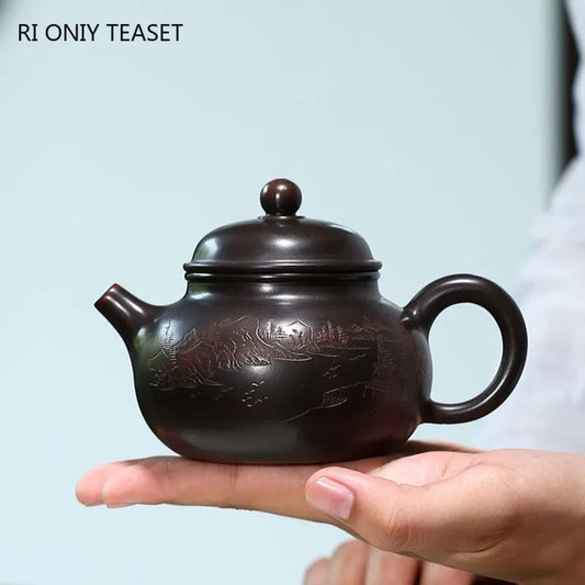 200ml Tradition Yixing Purple Clay Teapots Raw Ore Handmade Tea Pot Home Beauty Kettle Chinese Zisha Tea Set Customized Gifts