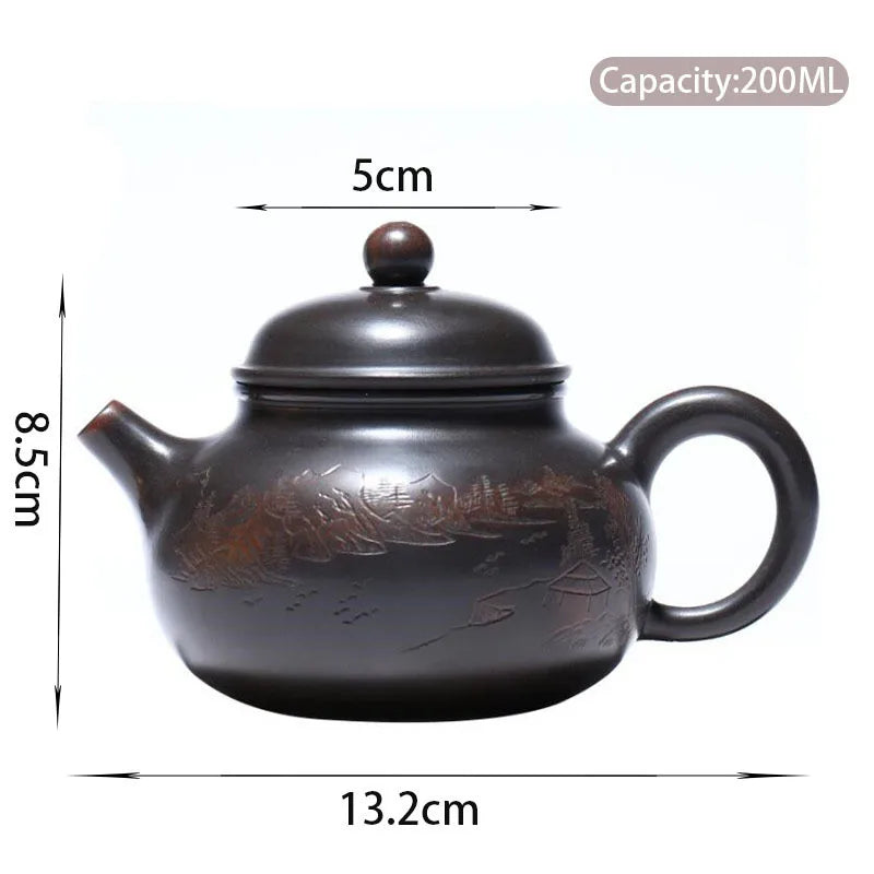 200ml Tradition Yixing Purple Clay Teapots Raw Ore Handmade Tea Pot Home Beauty Kettle Chinese Zisha Tea Set Customized Gifts