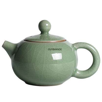 200ml Traditional Chinese Style Celadon Crackle Solid Color Ceramic Small Teapot China Ru Kiln Porcelain Tea Set